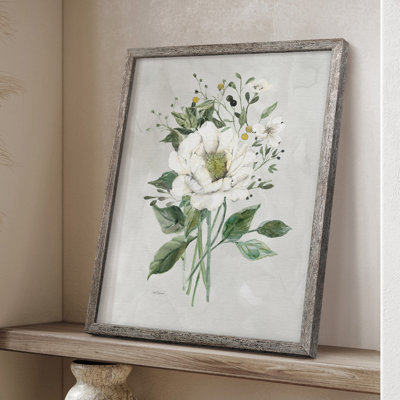 White Farmhouse Botanical I Framed Print - Solid Wood 49067