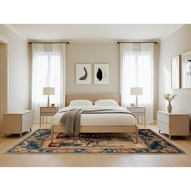 Machine Washable French Beige Area Rug, Rectangle 5' x 8'