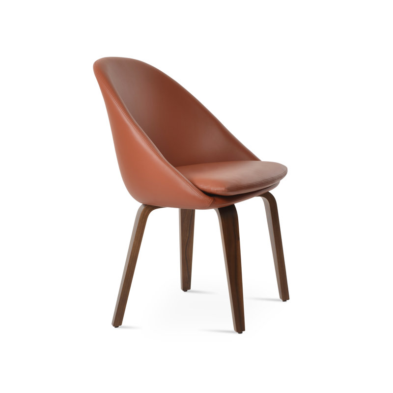 Chaise d'appoint rembourrée caramel, Cannelle, Noyer