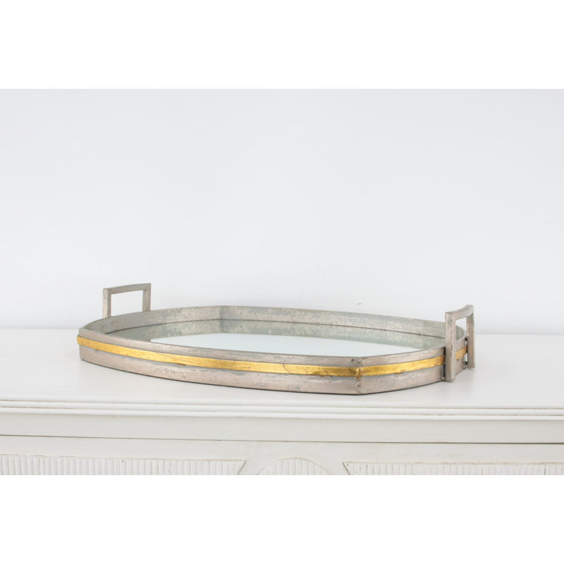 Santiago Oval Decorative Tray, Champagne/Gold