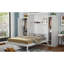 Lit double avec 2 garde-robe et tablette de rangement, cadre de lit pliant multifonctionnel blanc, pour une chambre d'amis élégante - blanc, structure de lit compacte