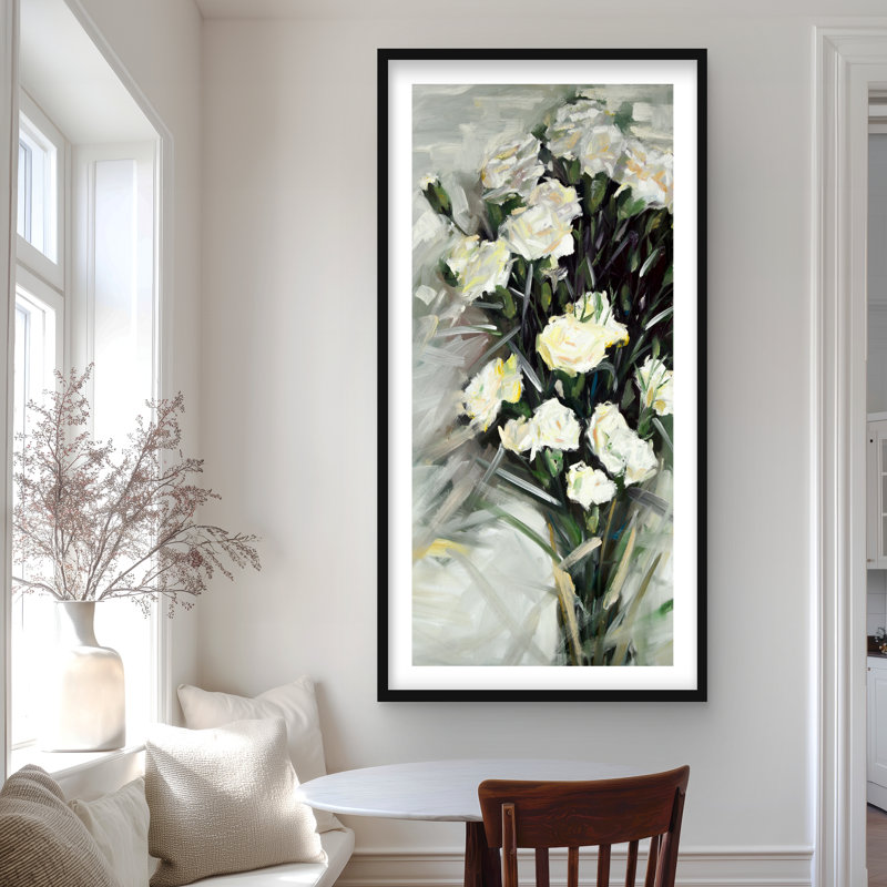 Lisianthus, bouquet de fleurs blanches encadrées