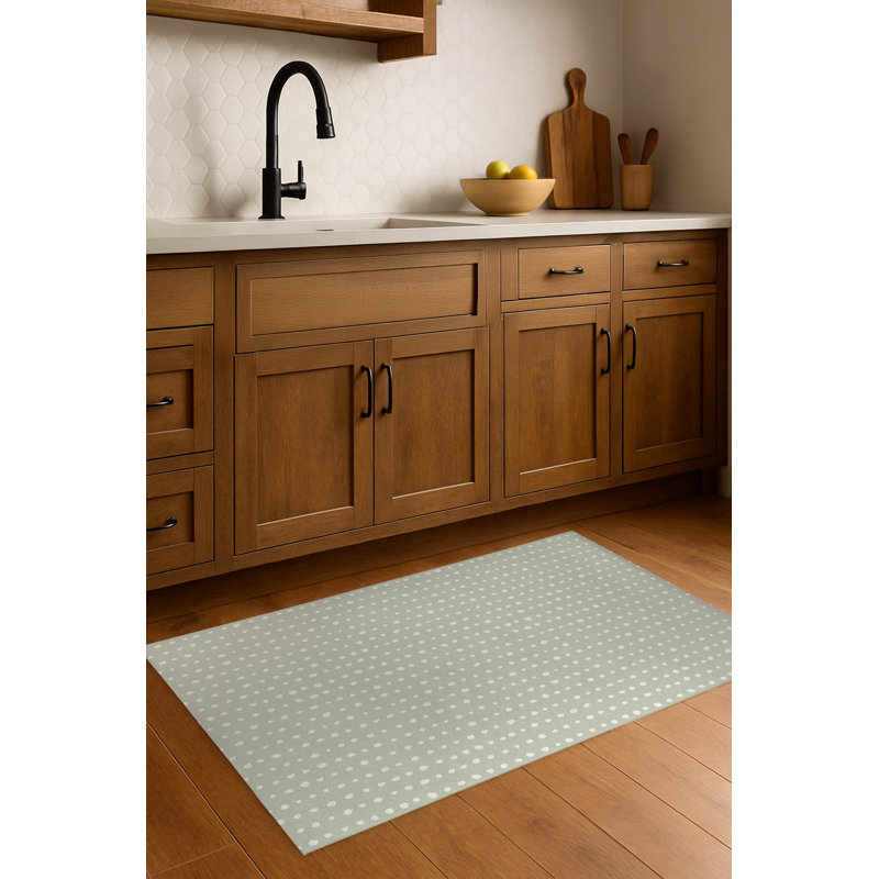 Tapis de cuisine léger Dot Dot, Vert clair, Rectangulaire 2 pi x 3 pi