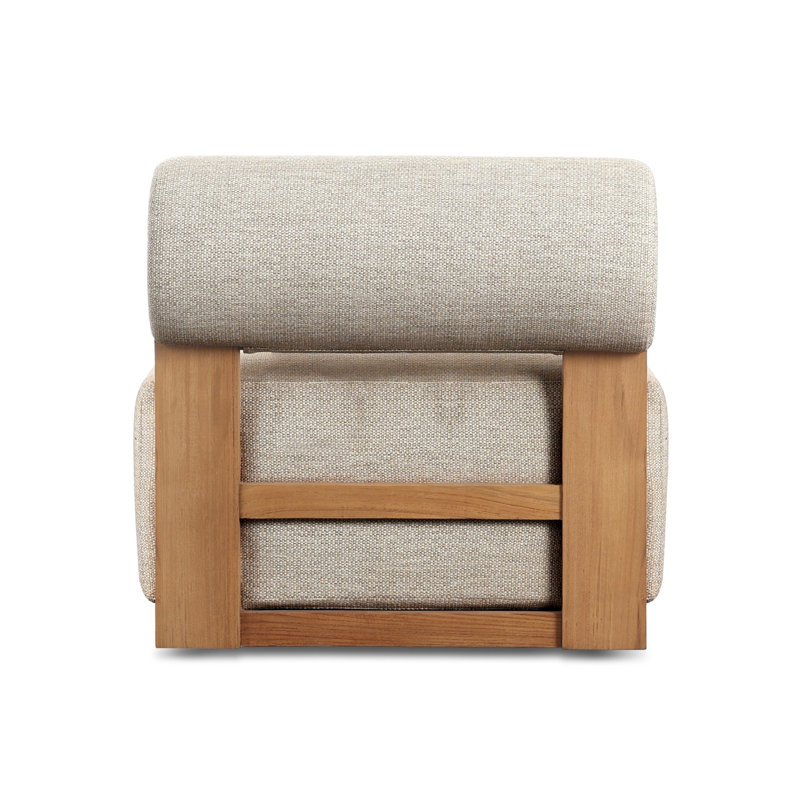 Malta Outdoor Swivel Chair-Faye Sand, Faye Sand, Natural Teak