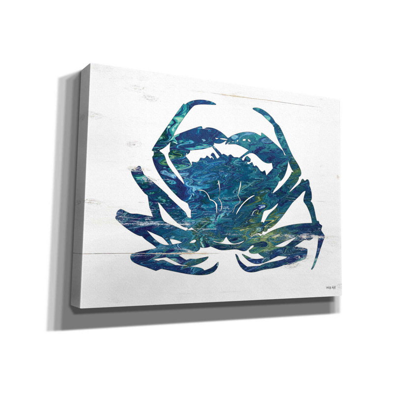 Crabe côtier bleu Marybeth par Cindy Jacobs, H 12 po x l 16 po x P 0,75 po