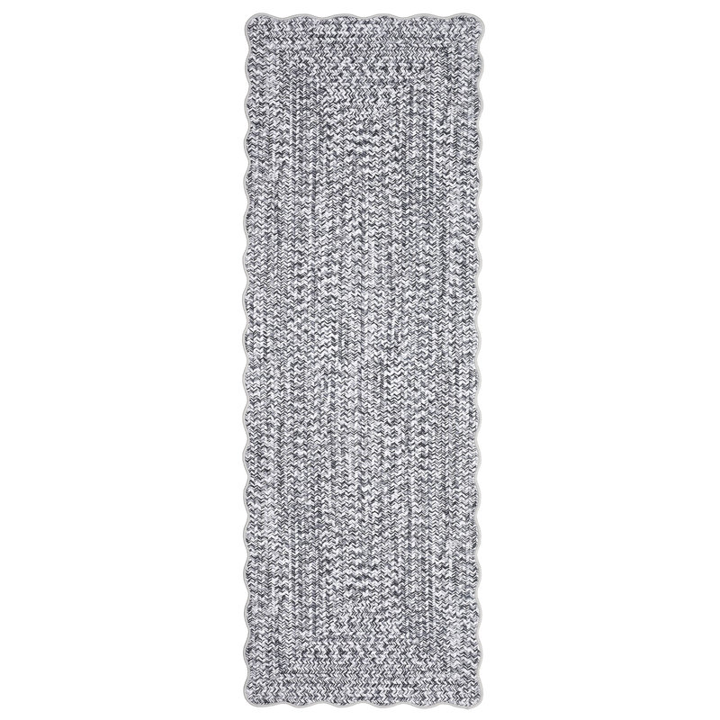 Farmhouse Scalloped Rug Washable Rug with Non Slip TRP Backing, Low Pile Non Shedding Rustic Carpet, Soft Thin Foldable Printed Mat for Living Room Bedroom