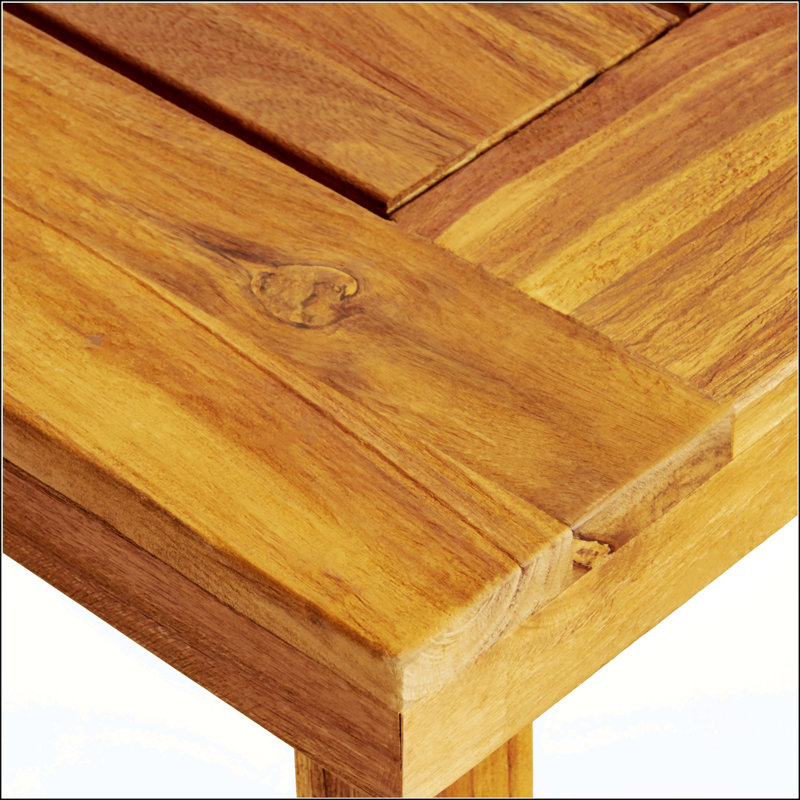 Table de salle à manger d'extérieur en bois d'acacia, finition sablée, résistante aux intempéries et élégante pour les rassemblements de patio