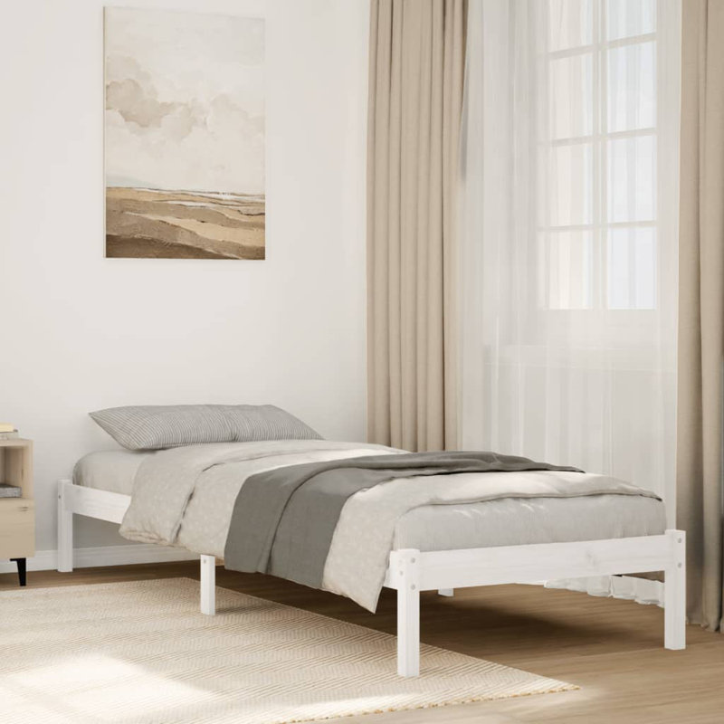 Bed Frame Solid Wood, 75 x 190cm, white