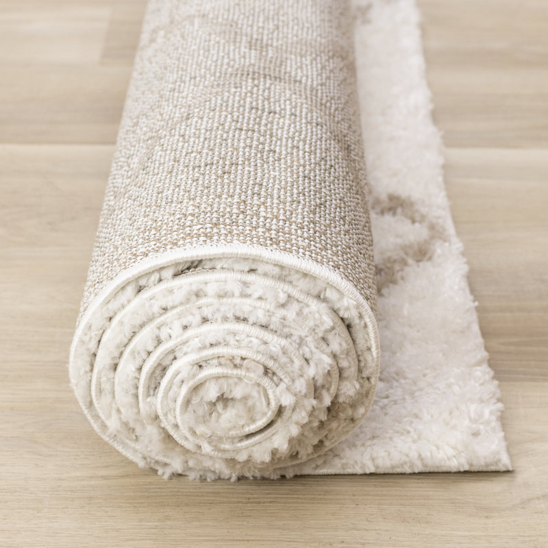 Bonilla Cream Beige Trellis Geometric Shag Rug, Rectangle 6'7" x 9'7"