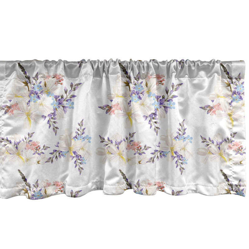 Ambesonne Floral Valance Pack of 2 Ornate Flower Arrangements  Multicolor
