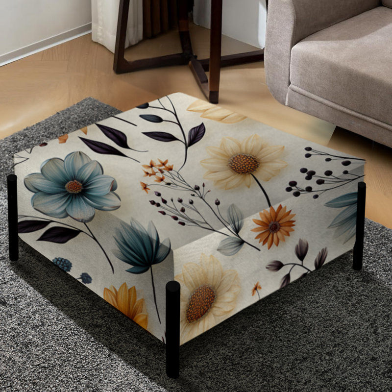 Motif botanique nomade bohème - grand repose-pieds carré Boho