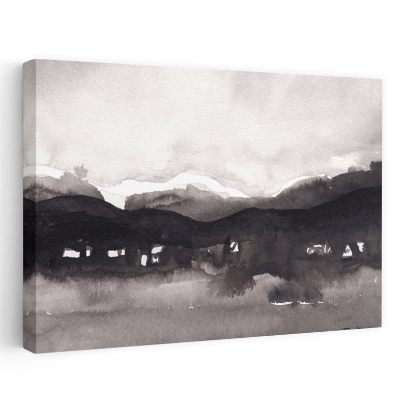 Contemporary Art Abstract Contemporary Landscape Mountain Wall Art by Janel Bragg - Wrapped Canvas Print