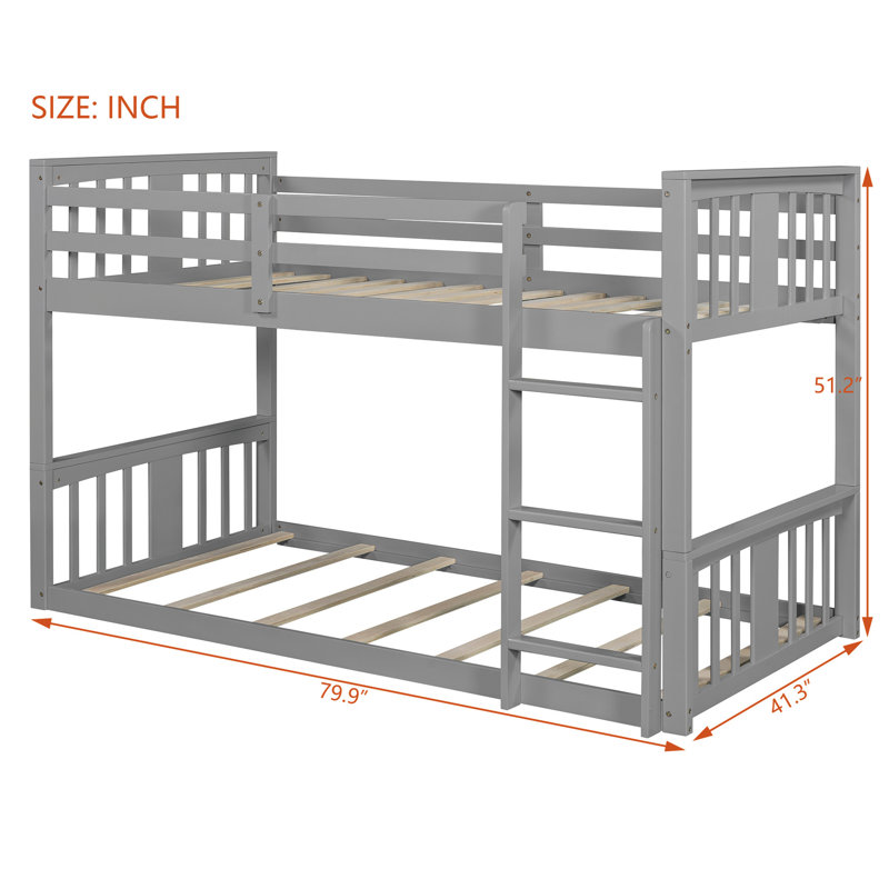 Lit simple au-dessus d'un lit superposé avec - gris, cadre de chambre rehaussé gris, stable et bois de pin pratique, Gris
