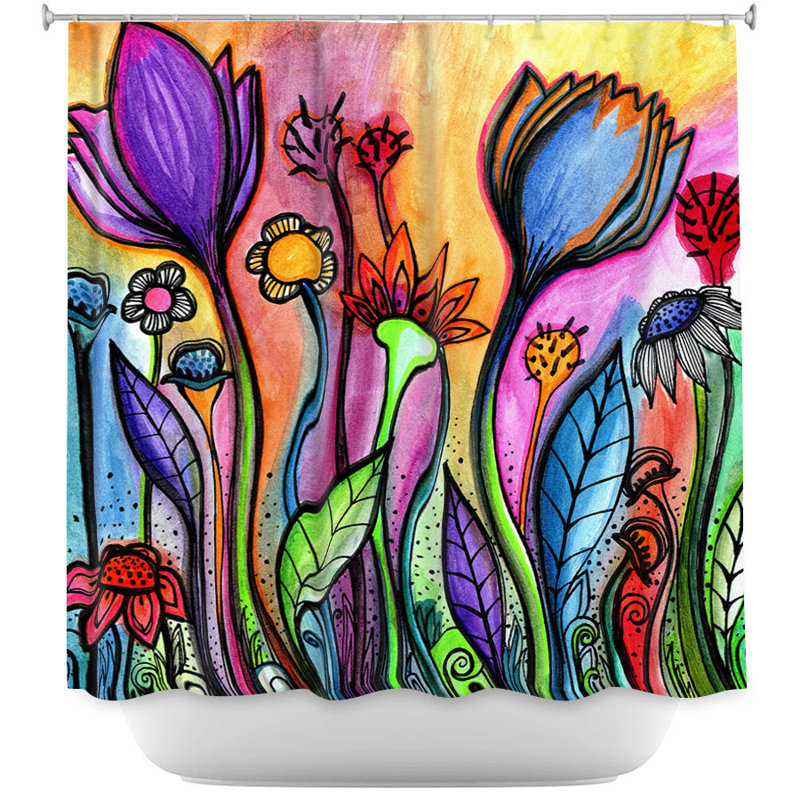Rideau de douche simple Rainbow Flowers