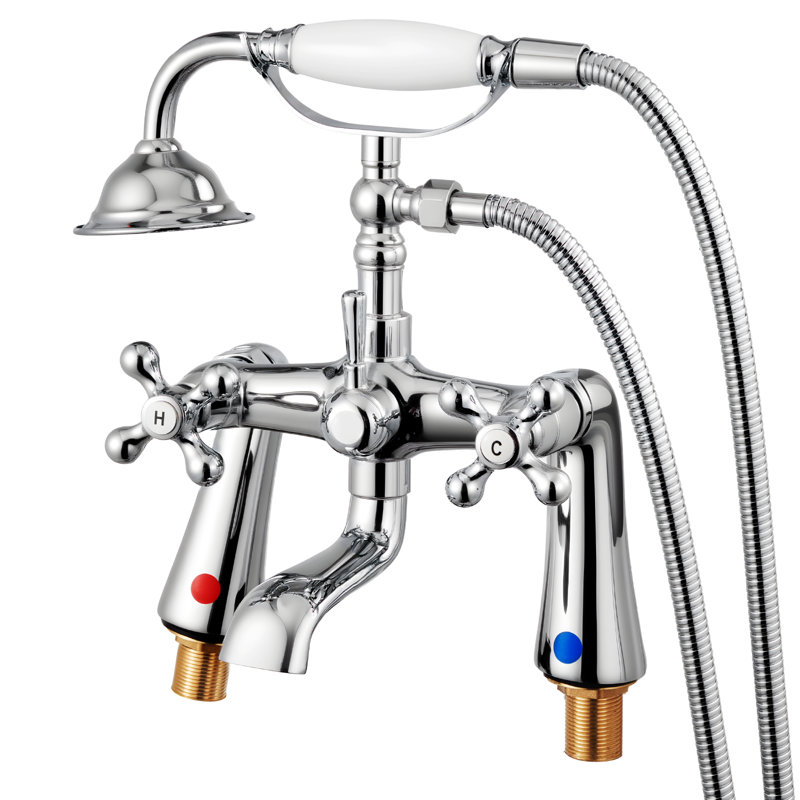 Clawfoot Tub Faucet, Deck Mount Bathtub Faucets with Handheld Shower, Vintage Polished Chrome Clawfoot Tub Filler Faucet Shower Kit with 360° Rotation Spout & 59-inch Long Hose for Bathtubs