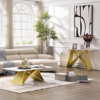 2 Piece Glass Living Room Table Set