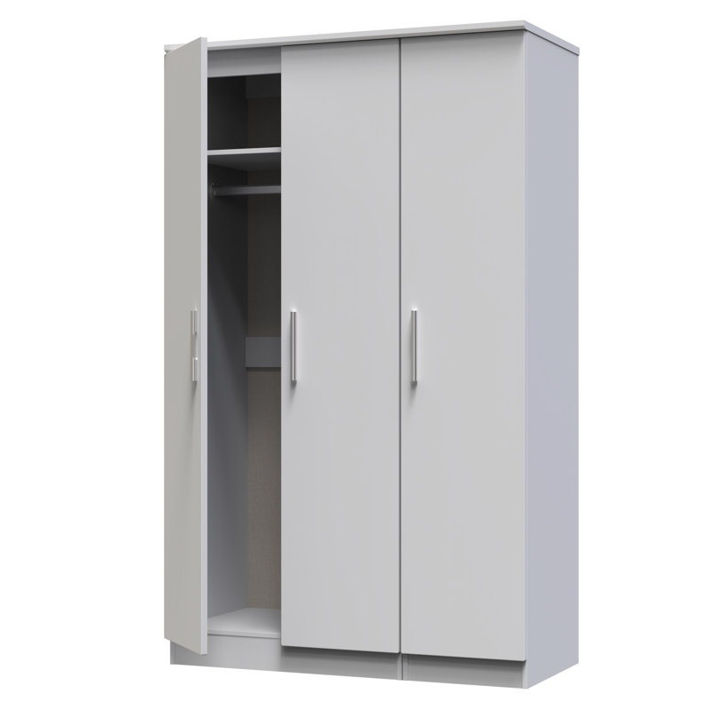 Borgeson Triple Plain Wardrobe, Grey Matt