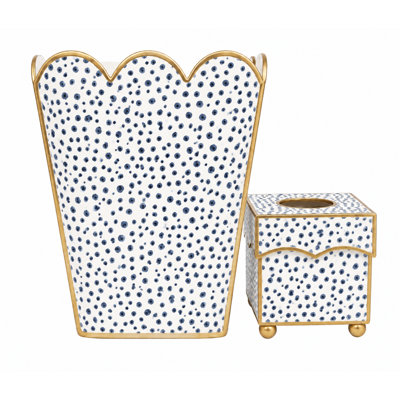 Pink Dot Square Scalloped Wastepaper Basket