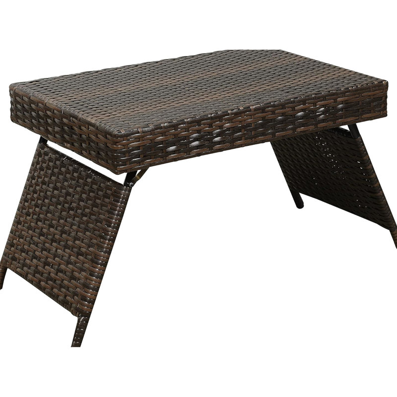 Table portative brune de style américain pliable pour le rangement, légère de 7,03 lb, résistante aux intempéries, sans assemblage, de 16 po de largeur et fabriquée en acier