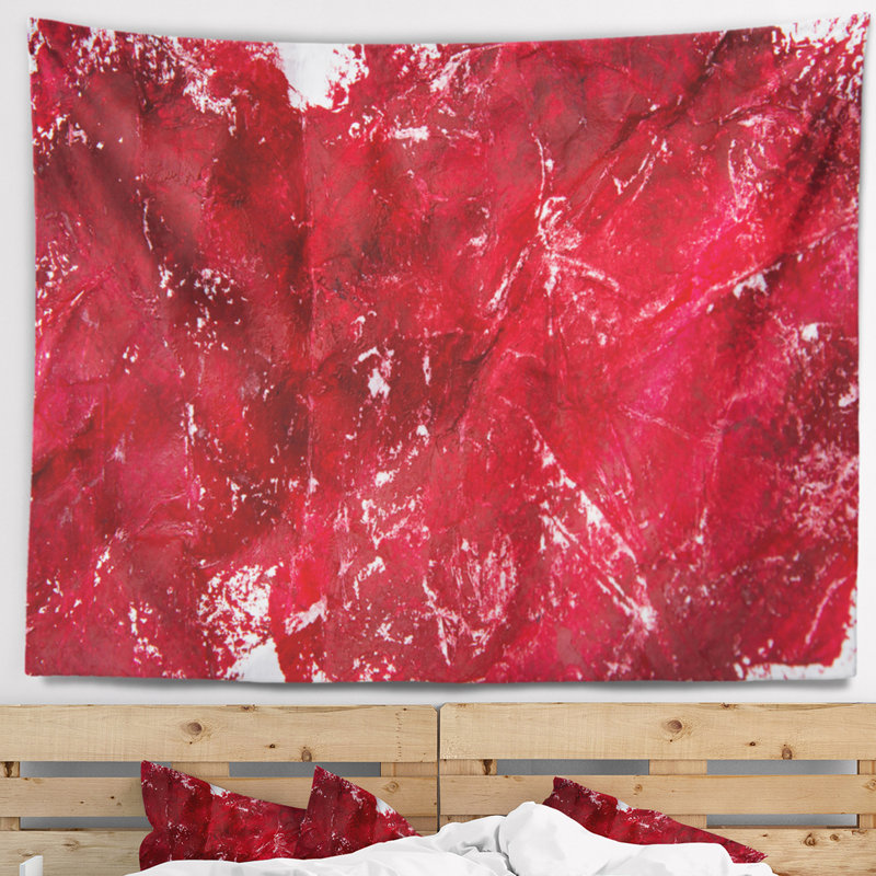 Tapisserie rouge abstraite de texture, H 68 po x l 80 po