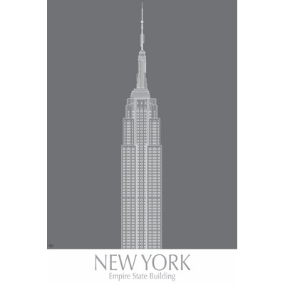 New York Empire State Building Monochrome 1 Piece Wrapped Canvas Wall Art