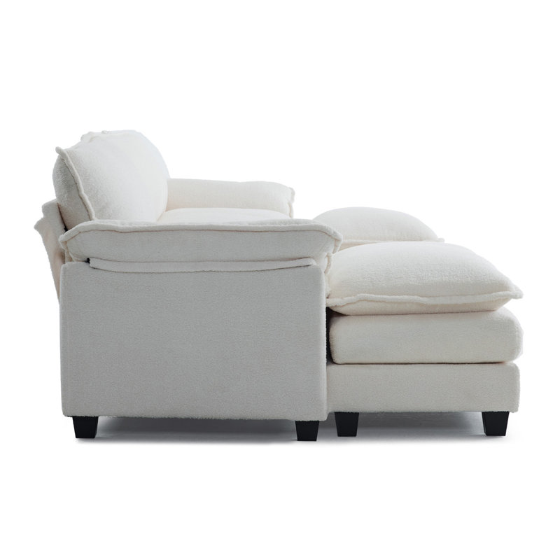 Canapé modulaire à 3 places avec 2 repose-pieds Latitude Run®, Chenille blanche