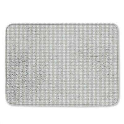 Gray Gingham Checkered Bath Mat