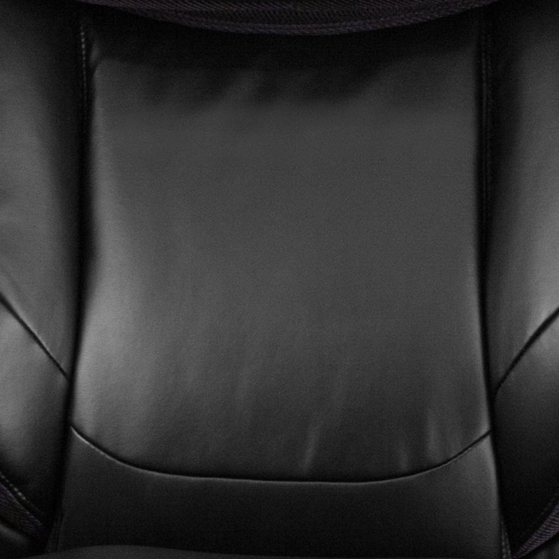 Chaise de bureau ergonomique grande et haute en cuir LeatherSoft avec appui-tête et accoudoirs Esmeralda, Noir