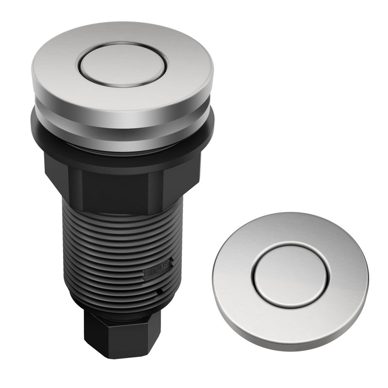Interrupteur à air en acier inoxydable WasteGuard, Argent / noir mat