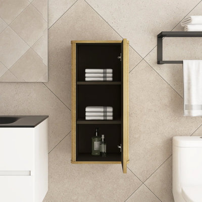 Natural Oak Bathroom Floating Side Cabinet