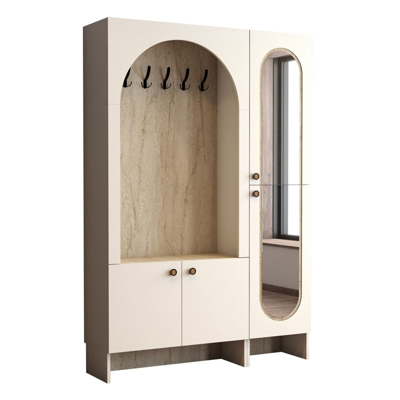 Almendarez Hall Stand, Cream/Travertine