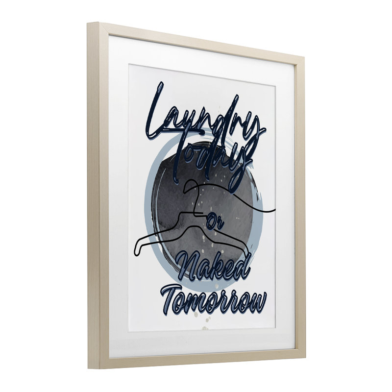 «Laundry Laundry with Hanger Contour», impression encadrée sous verre, design par Jesse Keith, Cadre de récolte en pin