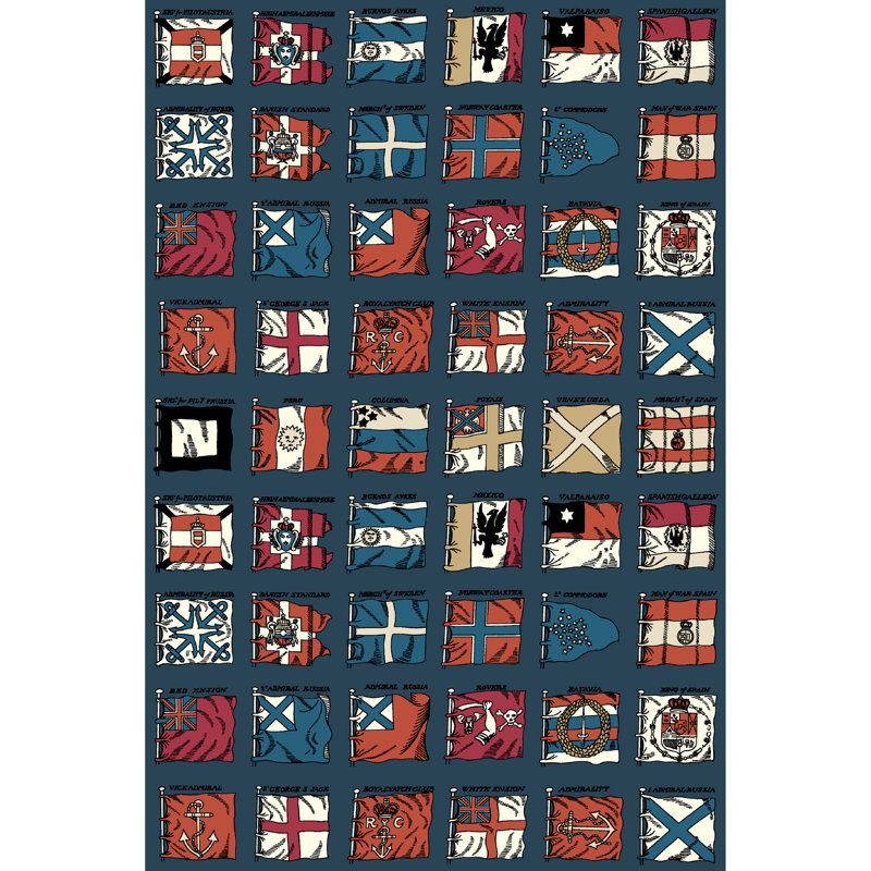 Icons Wallpapers 32.82" L x 27.58" W Wallpaper Roll, Indigo/Red
