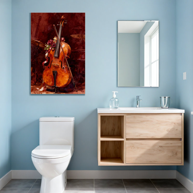 Violoncelle de Noël avec fleurs et ruban, H 40 po x l 28 po