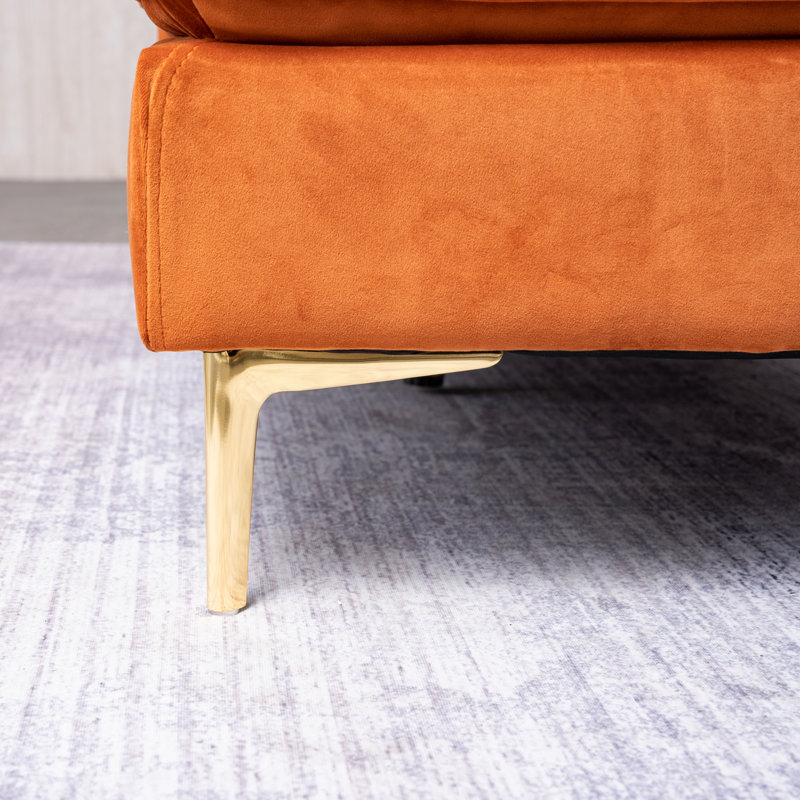 Canapé modulaire 100% en velours capitonné Addilynn, Orange, Orienté vers la gauche