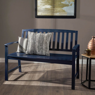 Navy Blue Wood Bench For Decorating Different Indoor & Outdoor Spaces In Various And Purposes