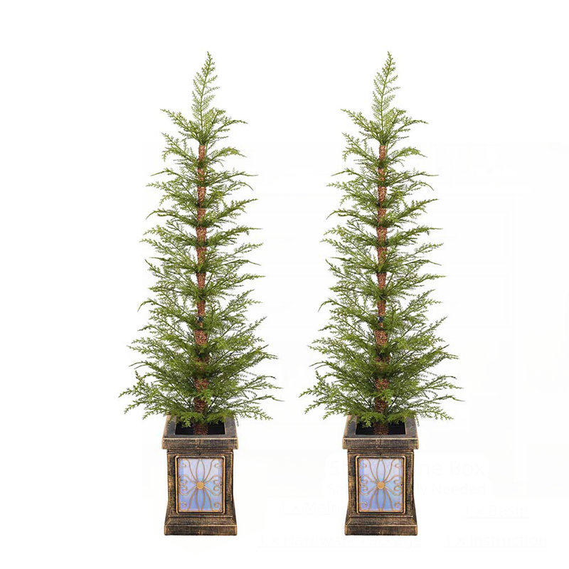 Ensemble de 2 pièces de Noël artificiel 4 pi avec matériau PE de haute qualité, assemblage facile et support en pot