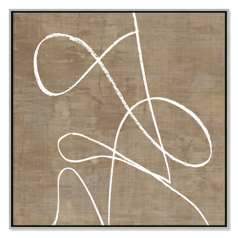 Swooping Lines - Peinture sur toile avec cadre flottant, H 37,5 po x l 37,5 po, Argent argent