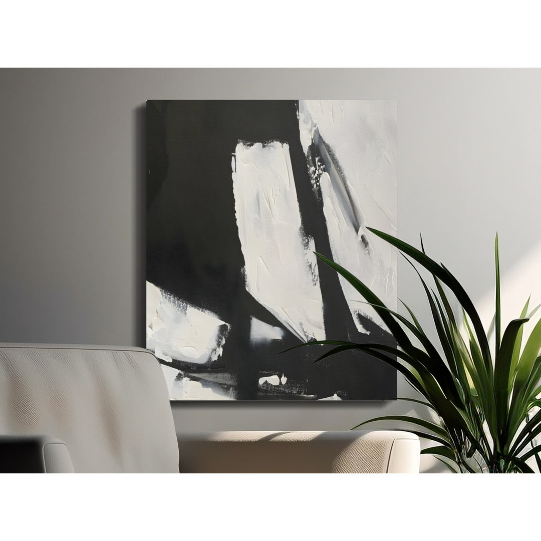 Black White Abstract Textured Canvas Wall Art