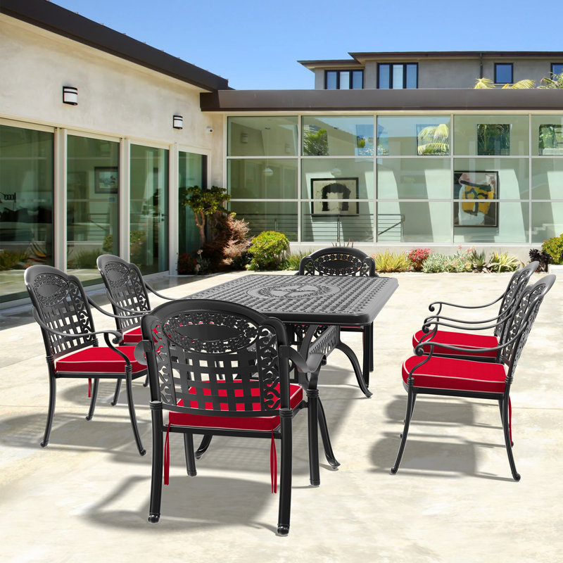 Shawntaya 6 - Person Patio Dining Set with Rectangular Table , Cushions Included