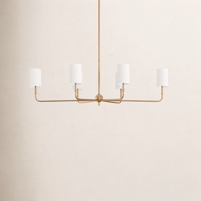 Rowley 6 - Light Dimmable Classic / Traditional Chandelier, Satin Brass