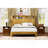 Queen Size Bed Frame With Storage Headboard, Built-In Charging Station, Wavy Curved Lines Design, Silent Operation, Metal Support, Natural-438327680-438327682