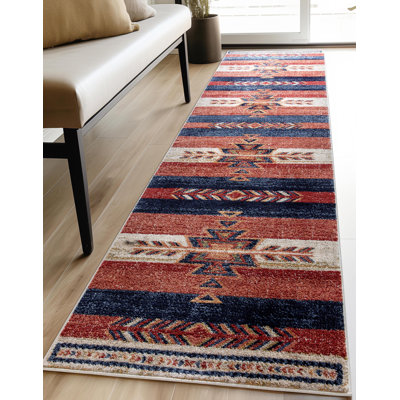  Tapis à motif tribal Crimson Southwestern