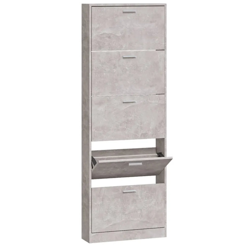 15 Pair Shoe Flip Down Shoe Storage, Concrete Grey