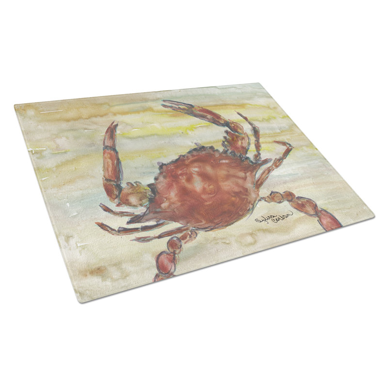 Caroline's Treasures Glass Cooked Crab Cutting Board