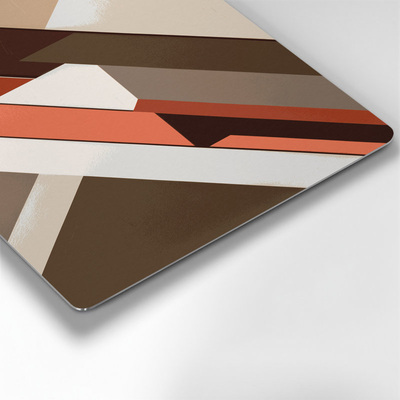 Art mural rigide en métal beige Hard Edge 91, H 11 po x l 14 po