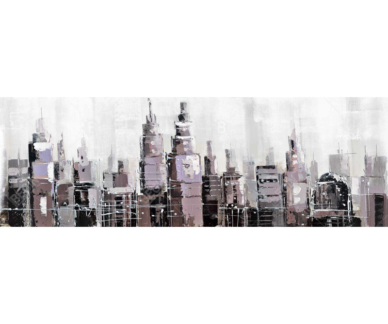 Abstract Grayscale Cityscape - Modern Building Canvas Art