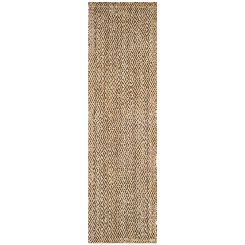 Tapis géométrique en jute tissé à la main Bellinger, Tapis de couloir 2 pi 3 po x 12 pi