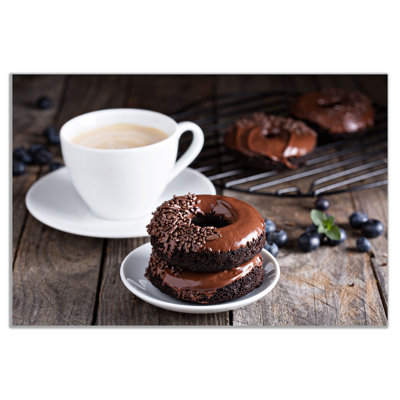 Brown A Cup Of Coffee Doughnut - Wrapped Canvas Print