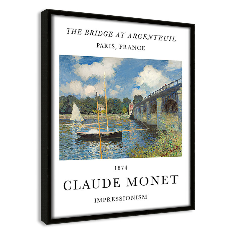 Pont à Argenteuil par Claude Monet, Cadre flottant espresso, Non, H 11,5 po x l 9,5 po x P 2 po